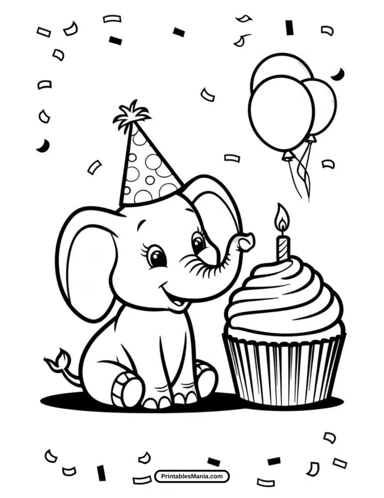 happy elephant coloring page