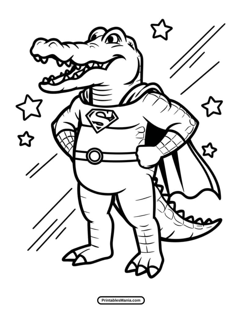 сrocodile superhero coloring page