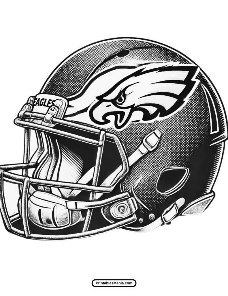 black-and-white eagles football helmet coloring sheet