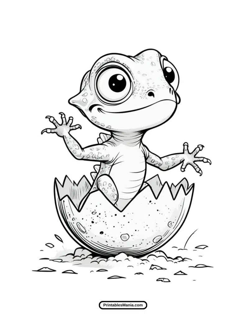 cute cartoon lizard coloring page