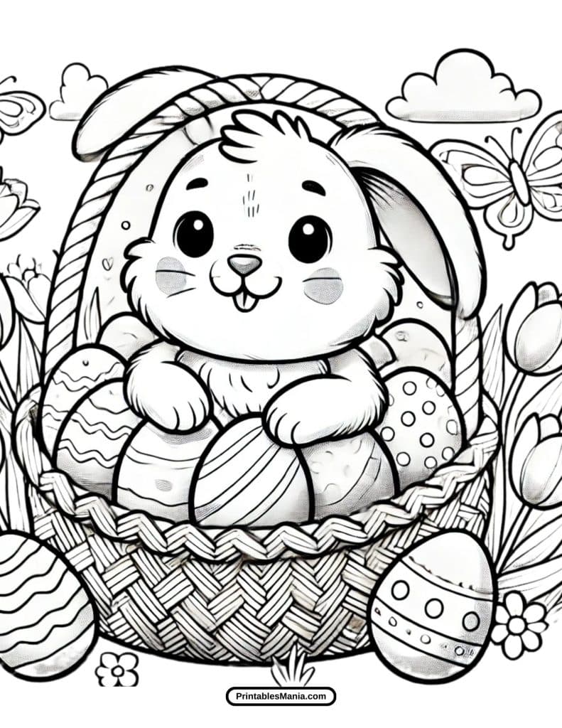 fun easter bunny and egg coloring page