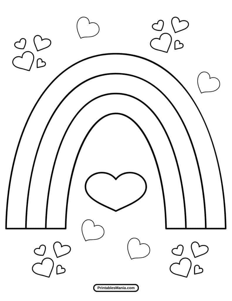 easy rainbow outline coloring sheet