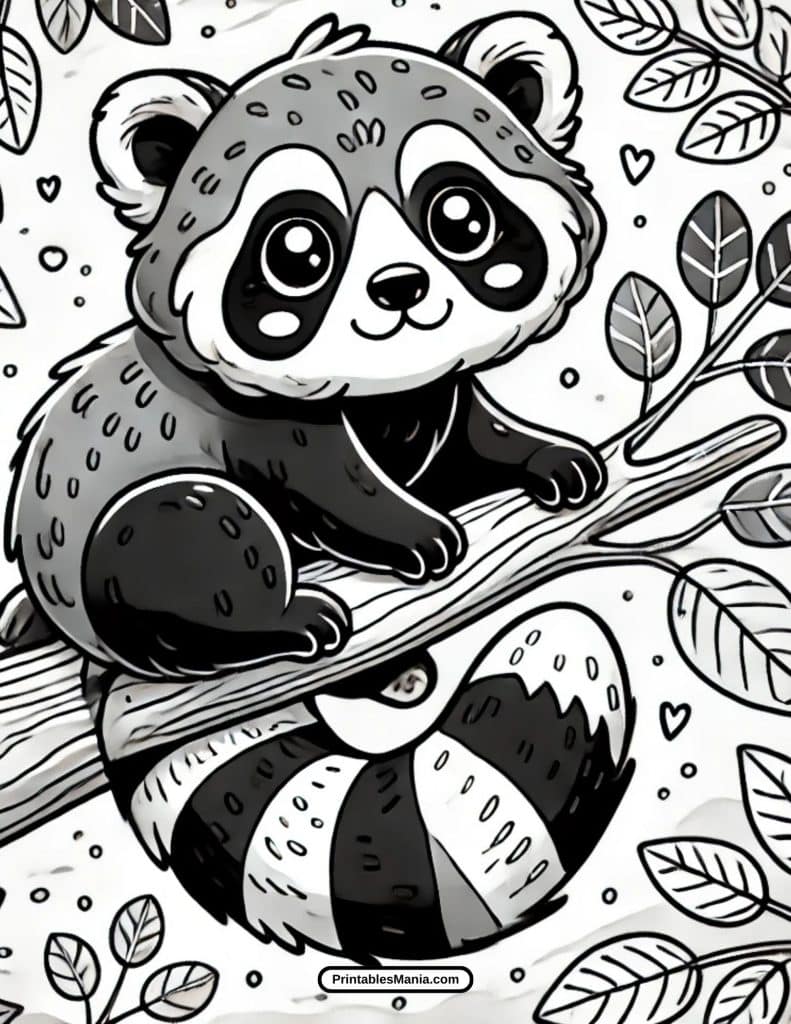 cute red panda coloring page for kids