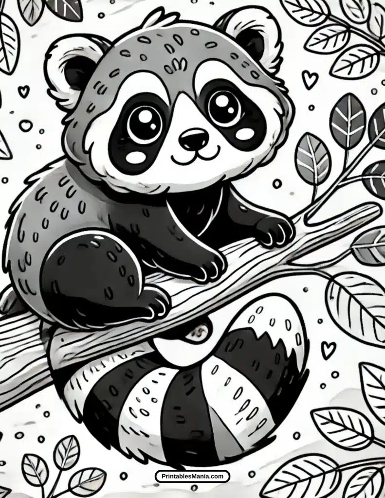 cute red panda coloring page for kids