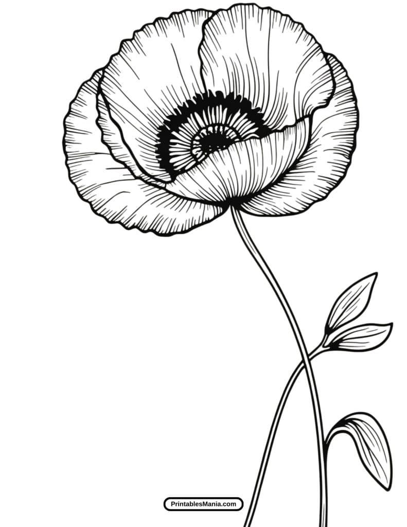 printable poppy coloring pages for kids and adults