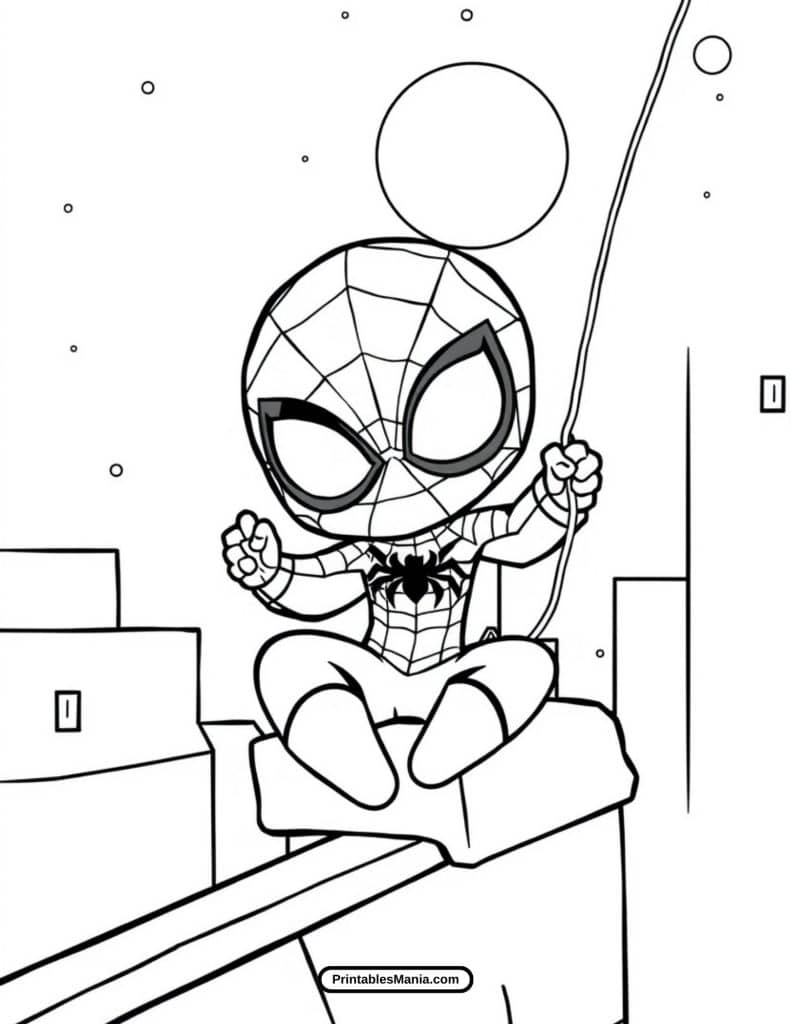 printable spiderman action pose coloring sheet