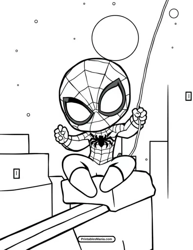 printable spiderman action pose coloring sheet