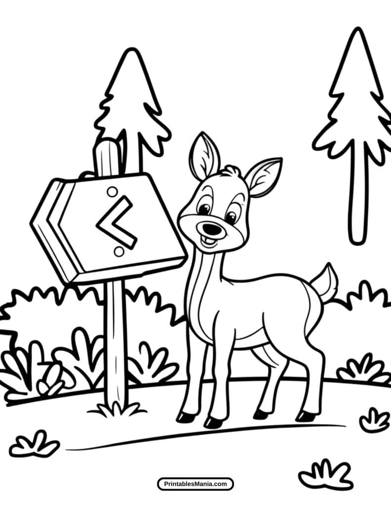 easy deer outline for kids to color