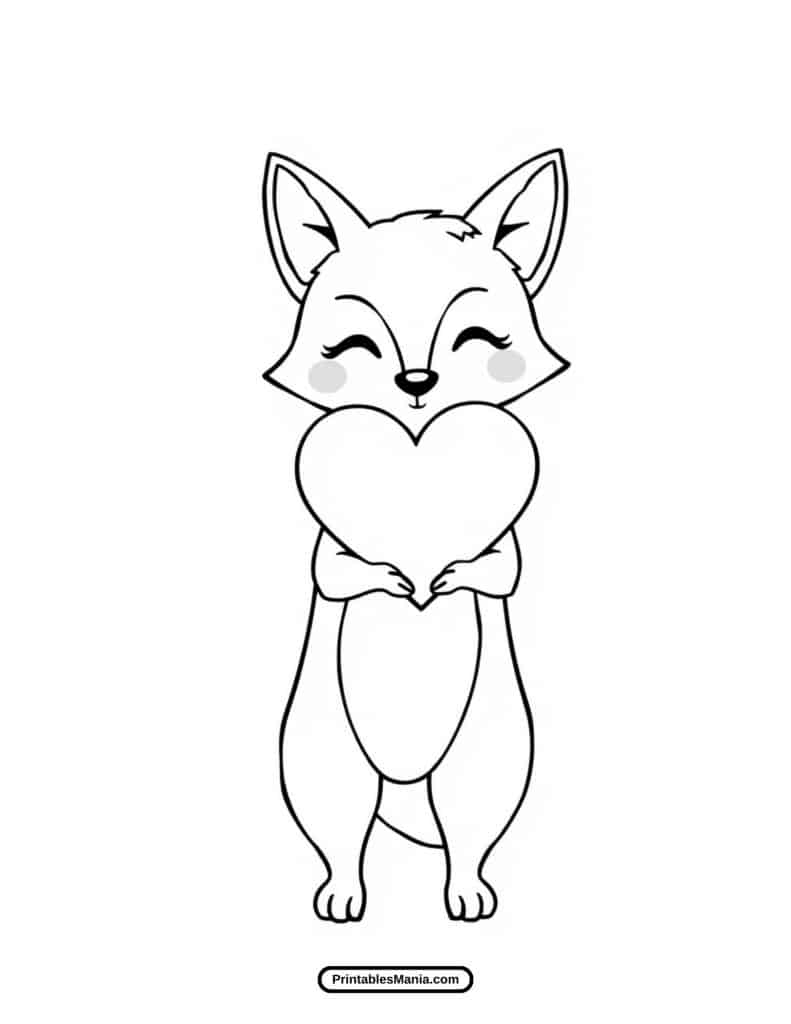 easy fox coloring page with simple outlines for toddlers