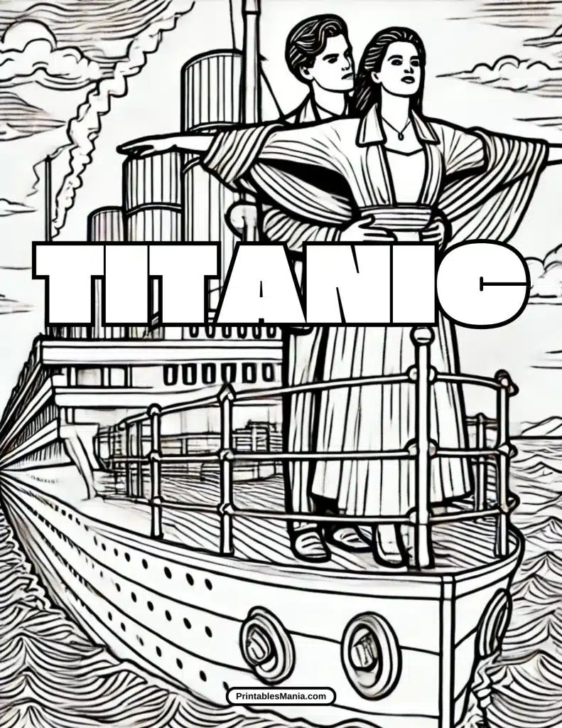 jack and rose titanic coloring sheet