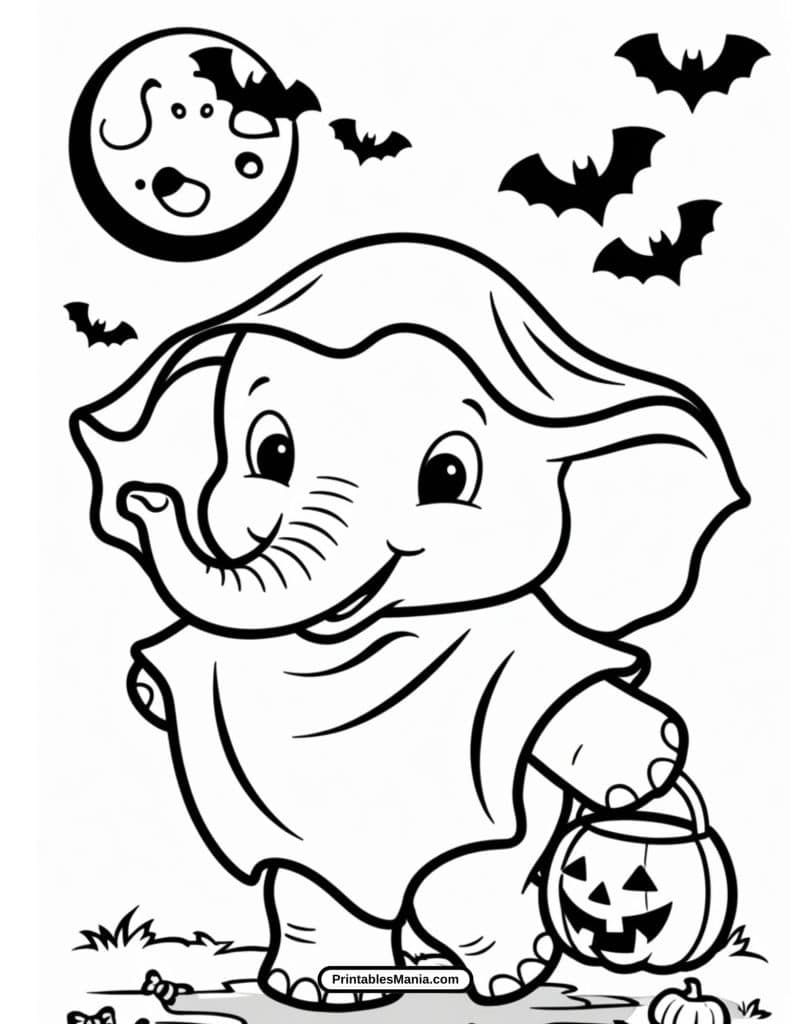 halloween elephant coloring page