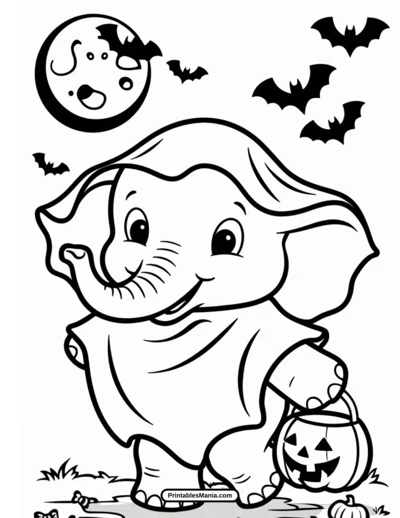 halloween elephant coloring page