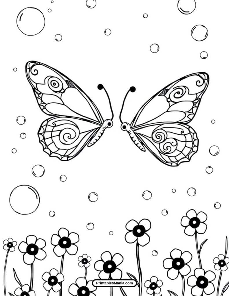 detailed butterfly outline for advanced coloring