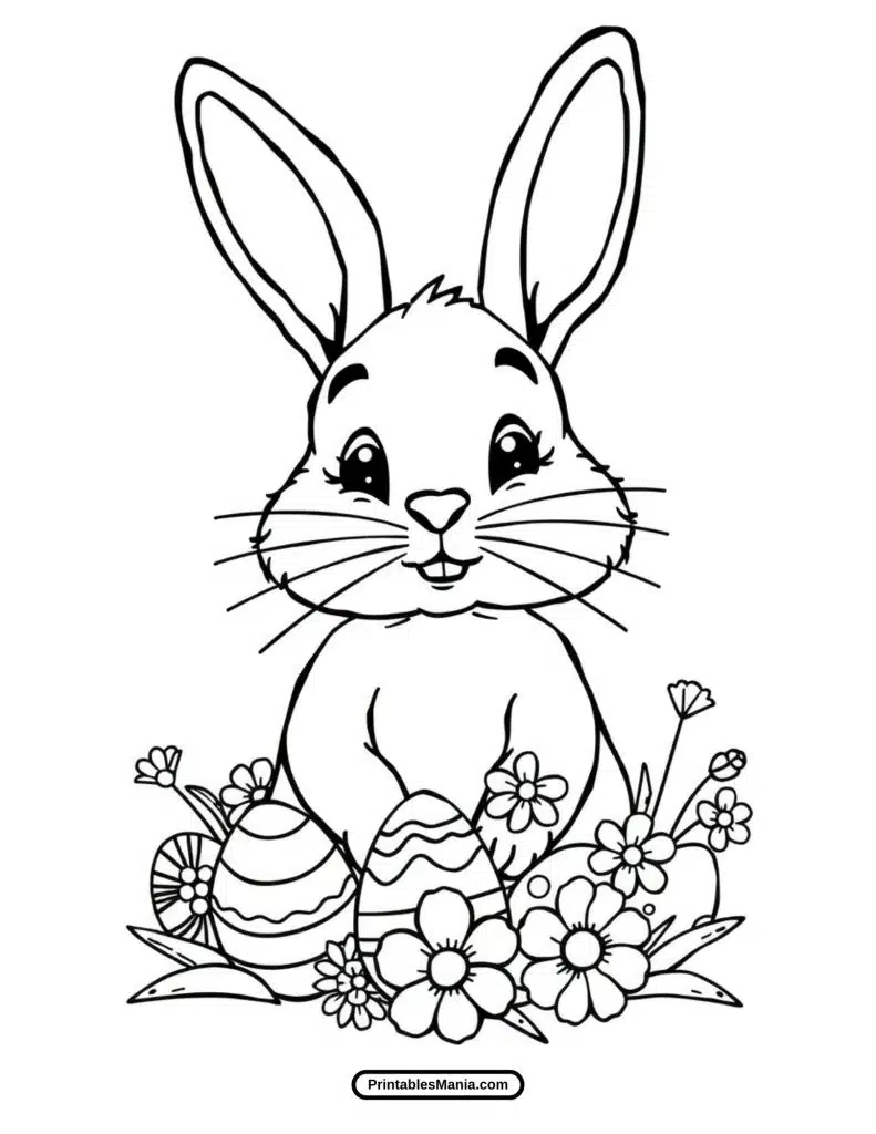 easter bunny delivering eggs coloring sheet for kids