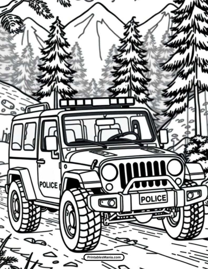 police suv patrol vehicle coloring sheet for kids