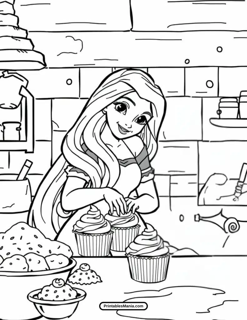 happy rapunzel coloring picture