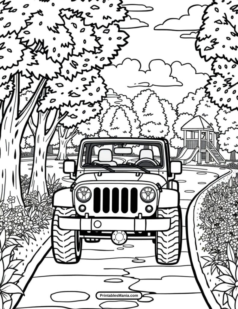 fun and educational jeep coloring page