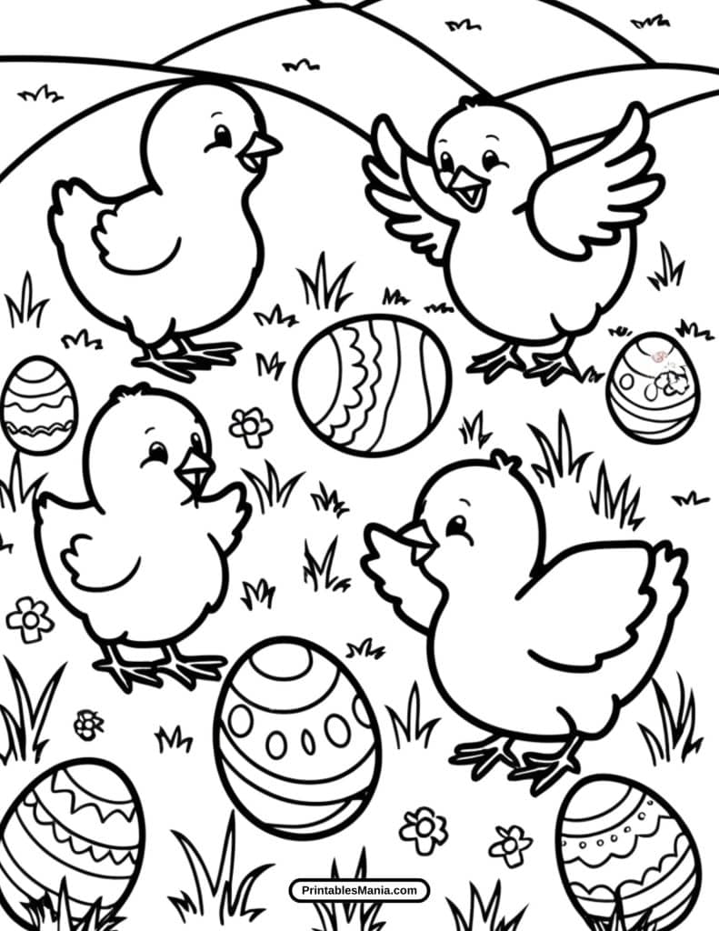 adorable easter chick coloring page