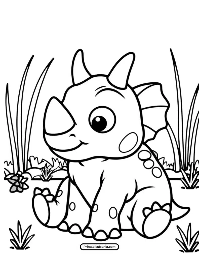 cute baby triceratops coloring page