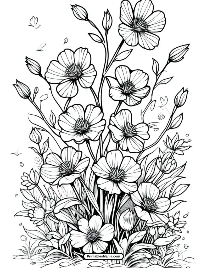 fairy flowers springtime fantasy coloring sheet