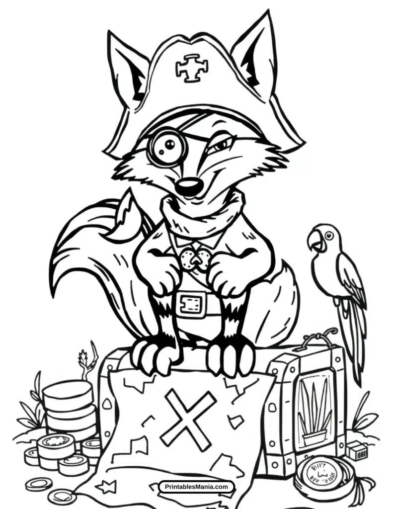 fox pirate coloring page