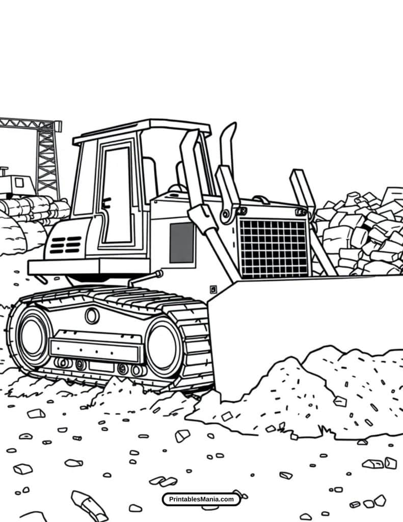 bulldozer digging the ground coloring page with motion effects