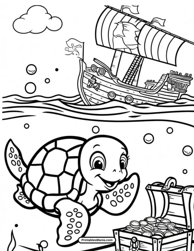 printable ocean adventure with sea turtle