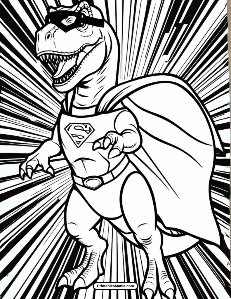 superhero dinosaur coloring page