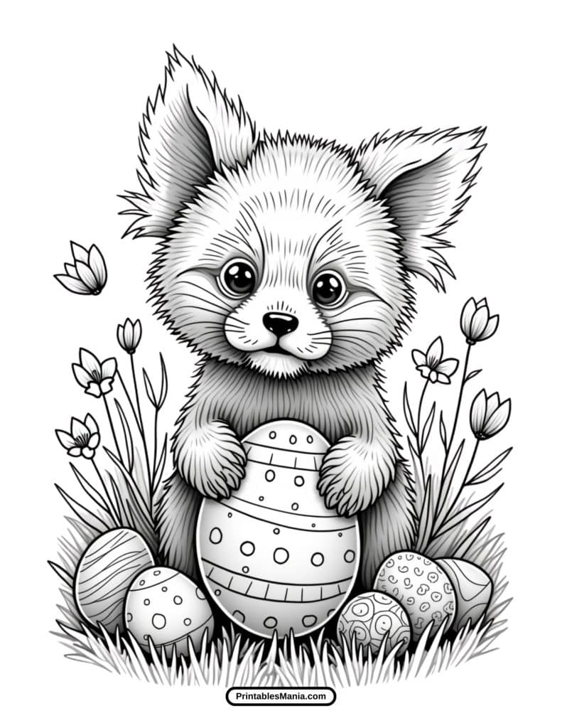 easter red panda coloring page