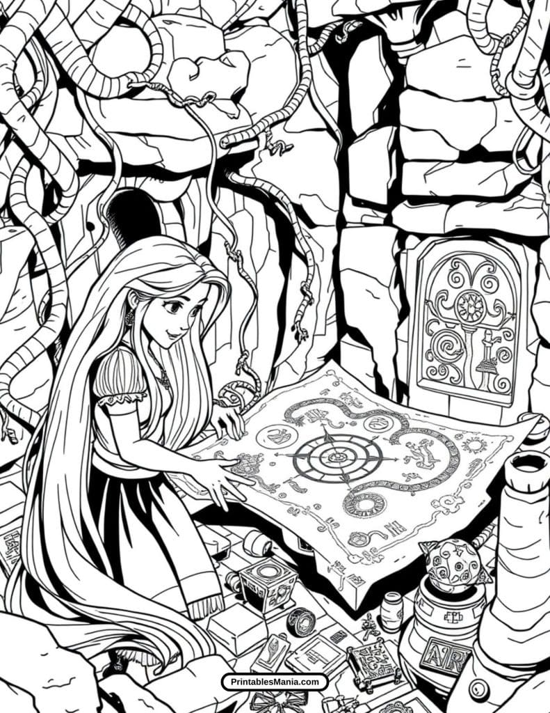 magical rapunzel story coloring page