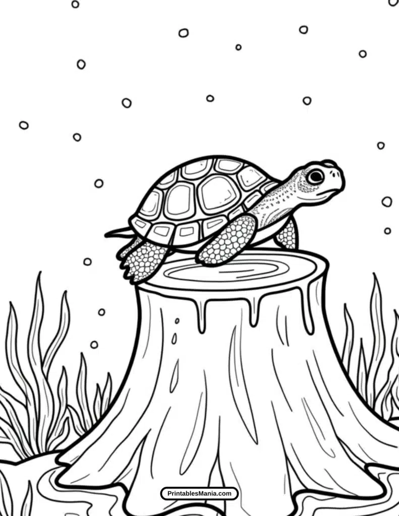 ocean-inspired turtle drawing for coloring