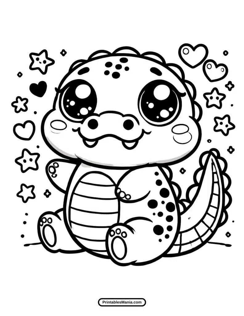 cute baby crocodile coloring page