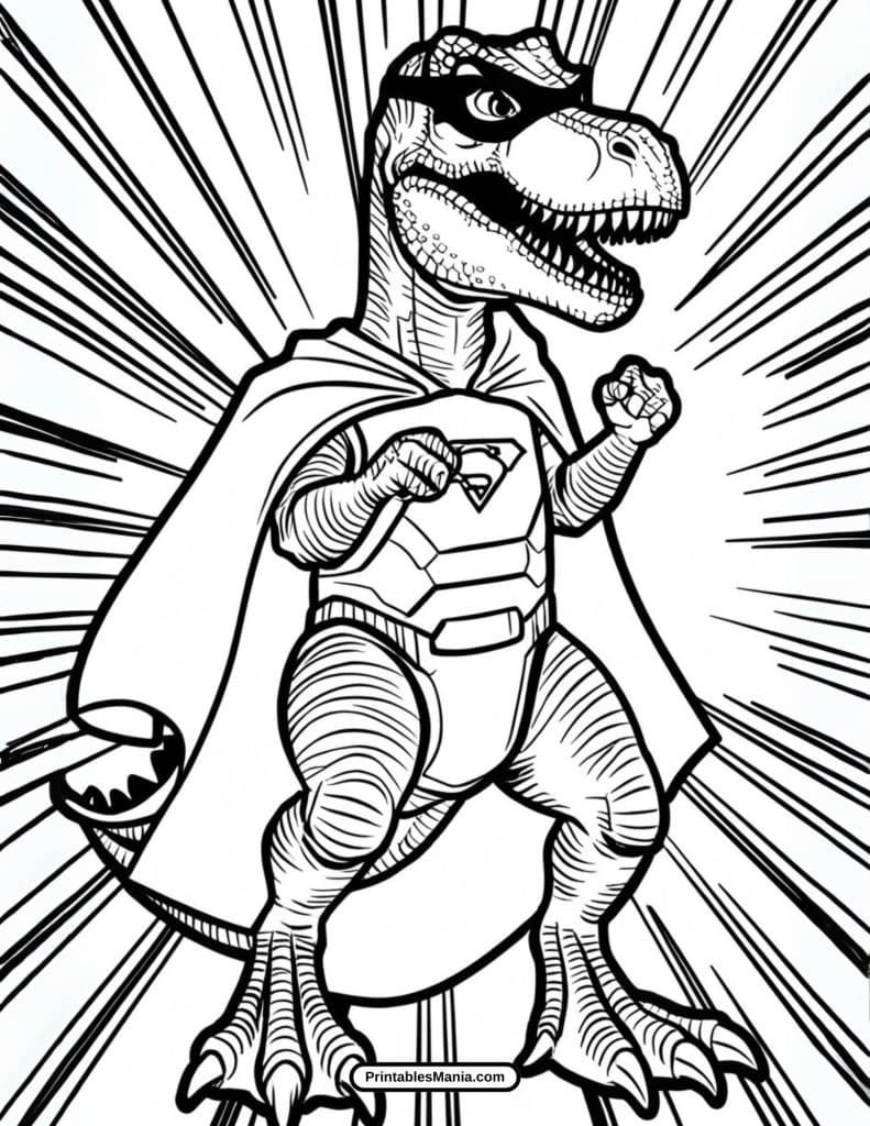 superhero dinosaur coloring page pdf