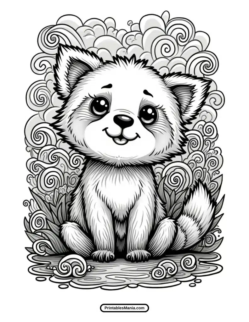 adorable red panda sitting coloring page