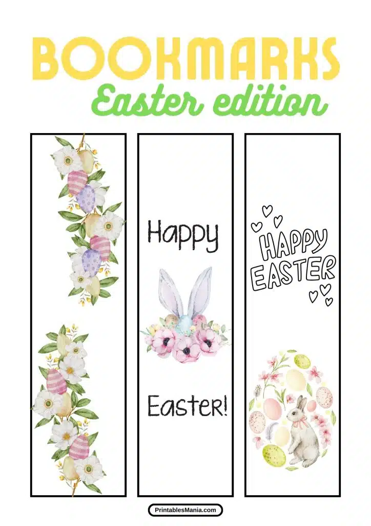 cute pastel easter bookmarks printable for a charming touch