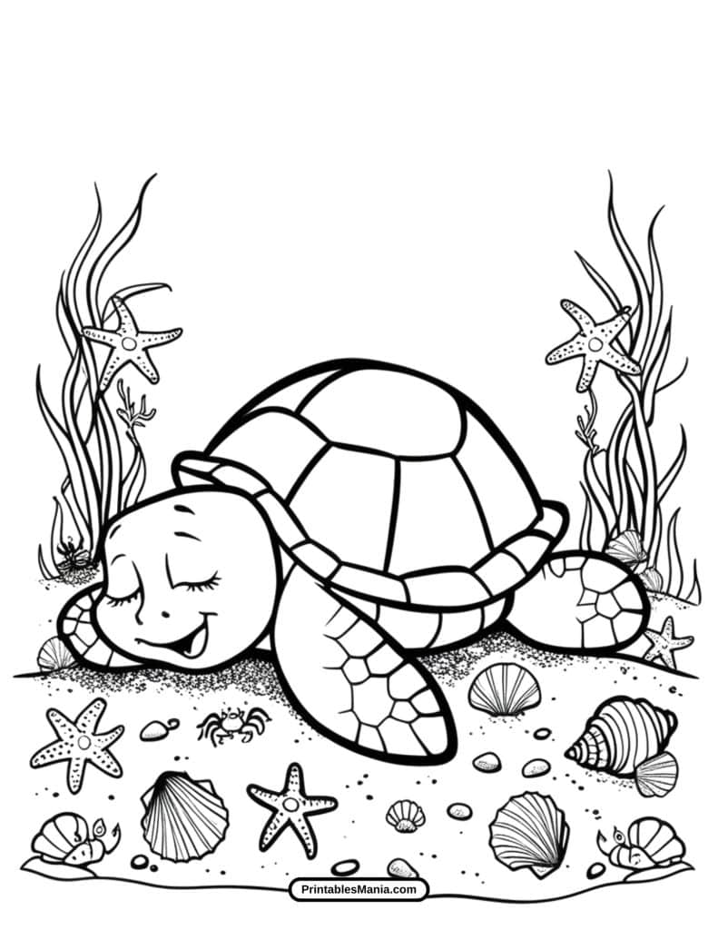 kids' easy sea turtle coloring outline