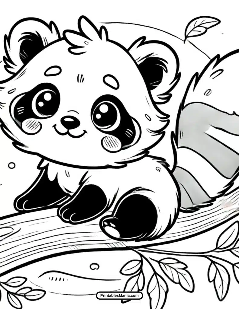 smiling red panda printable coloring sheet