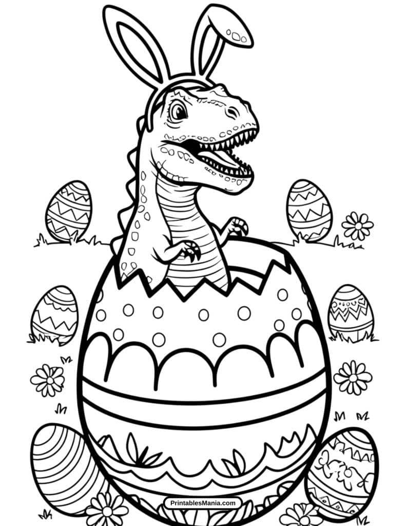 easter dinosaur coloring page