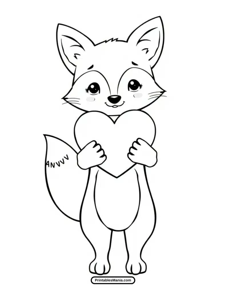 the fox touches the heart coloring page