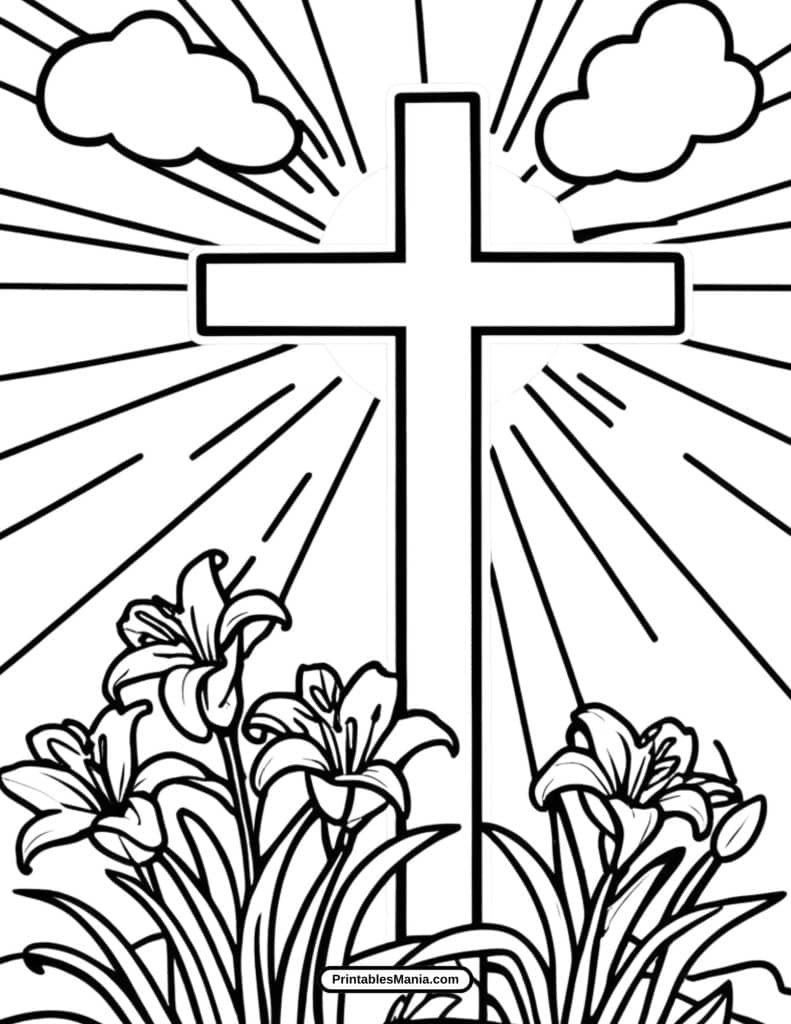  easter cross coloring page