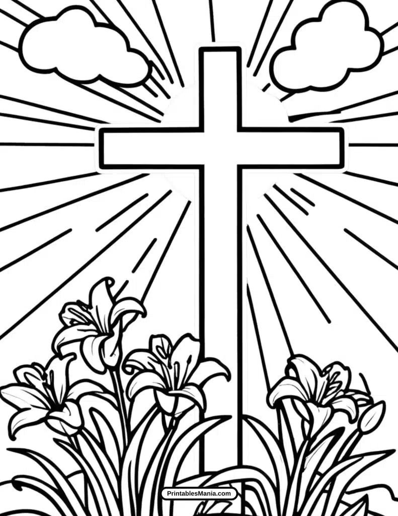  easter cross coloring page