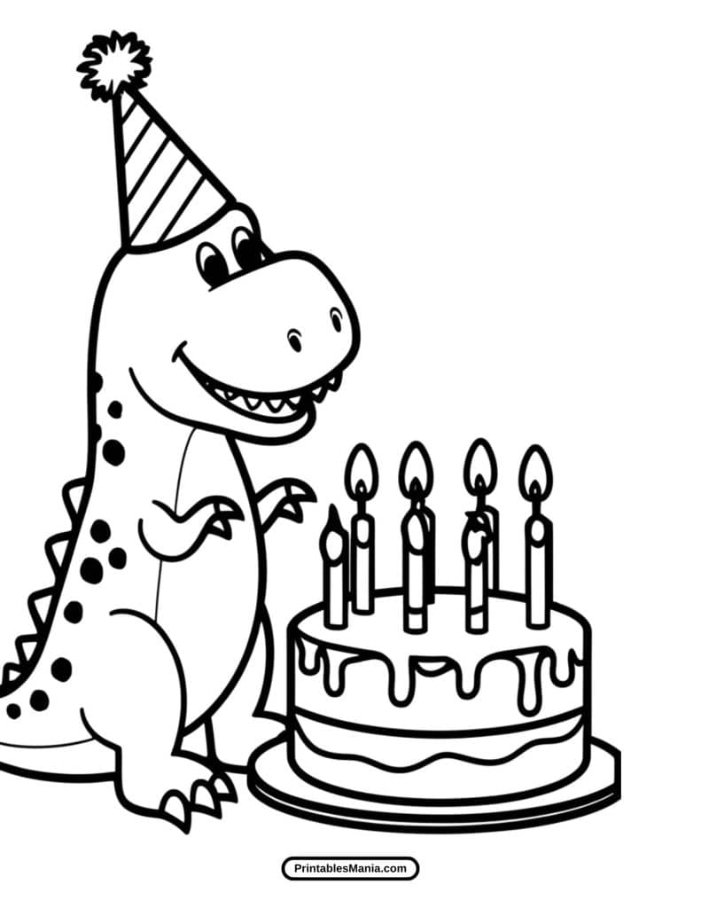 birthday dinosaur coloring page