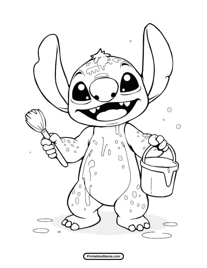 cute stitch drawing to color