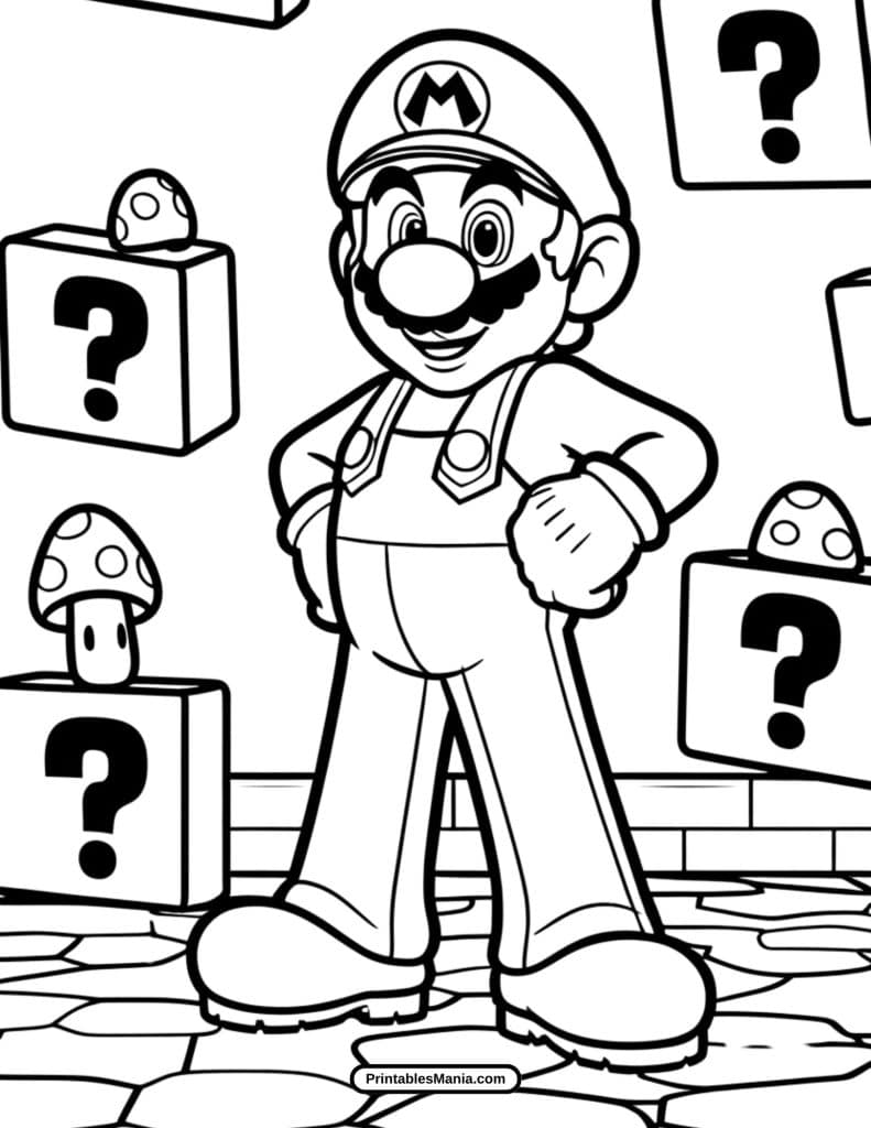 mario adventure coloring page