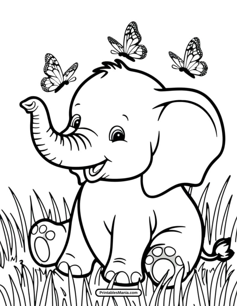 cartoon elephant coloring page for toddlers