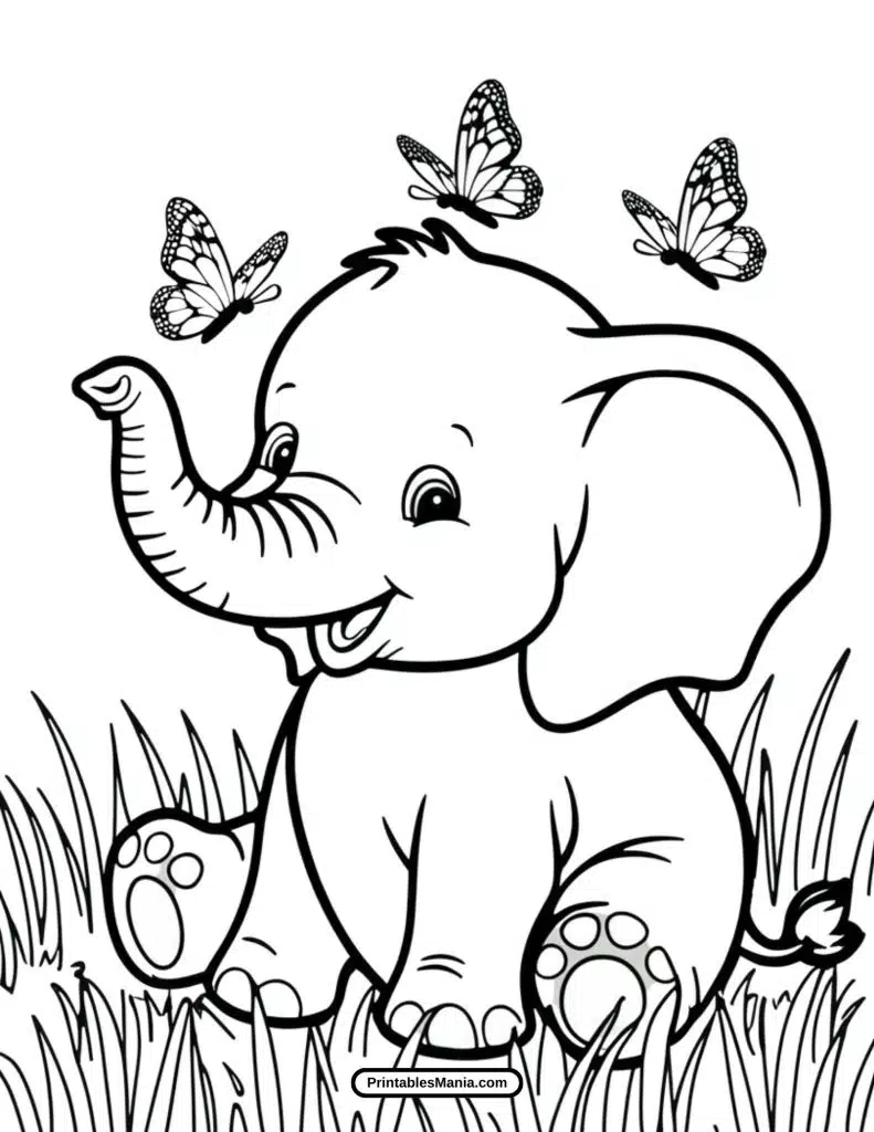 cartoon elephant coloring page for toddlers