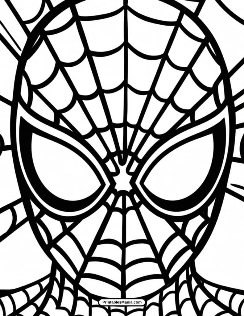 easy spiderman face mask coloring template