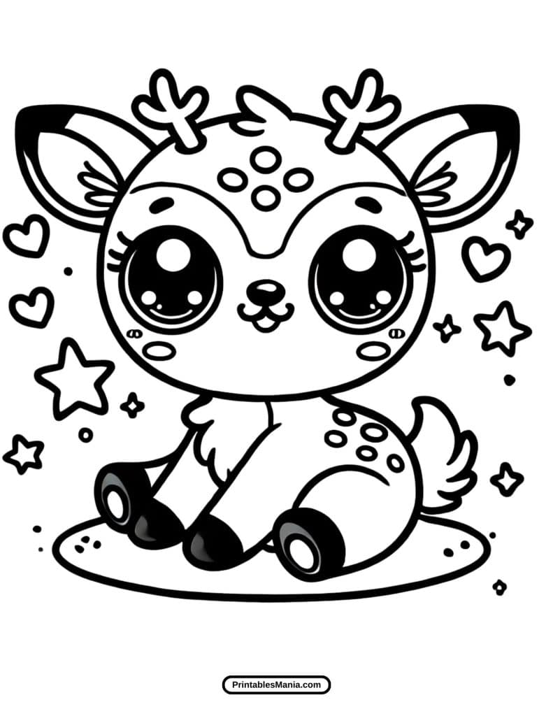 cute cartoon deer coloring page for children