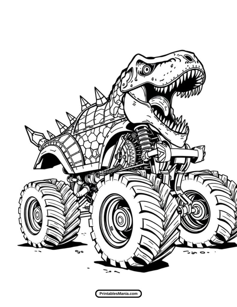 monster truck outline for coloring