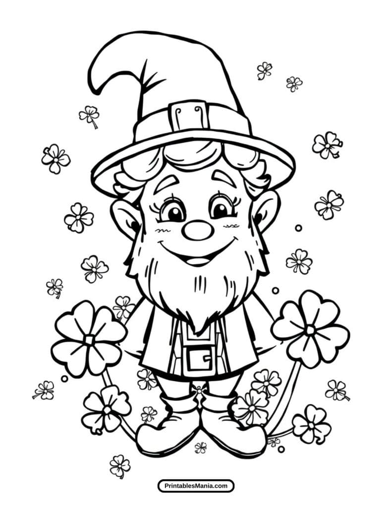 happy irish leprechaun coloring page